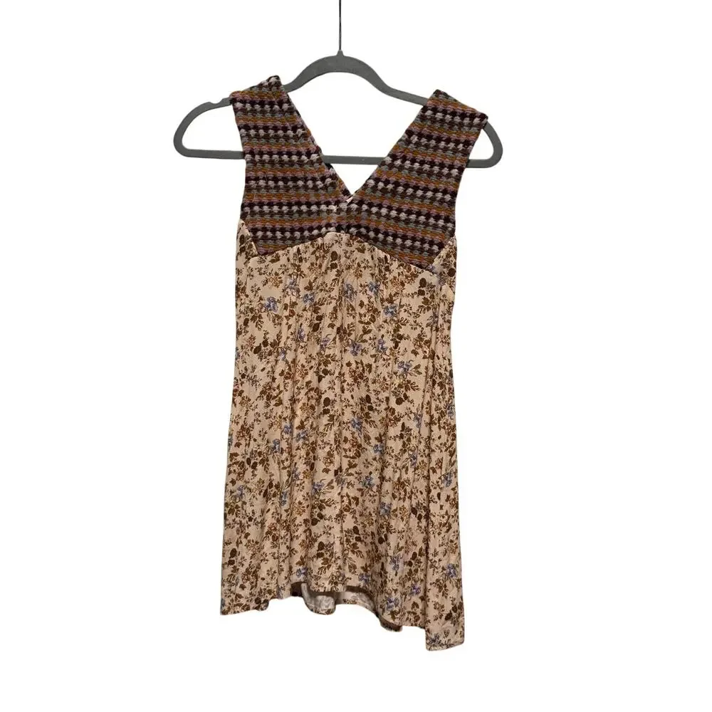 Zara Dress Girls Size 7 Cottage Core Sweater Bodice Brown Floral
